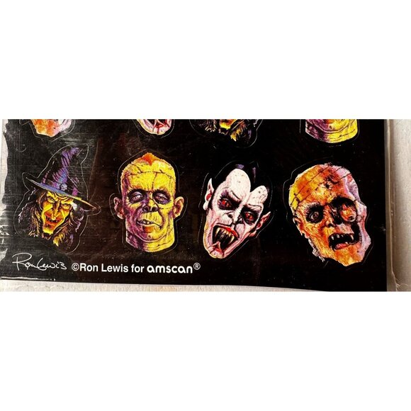 Ron Lewis Amscan Stickers New 4 sheets Halloween Dracula Frankenstein's … - Picture 3 of 7